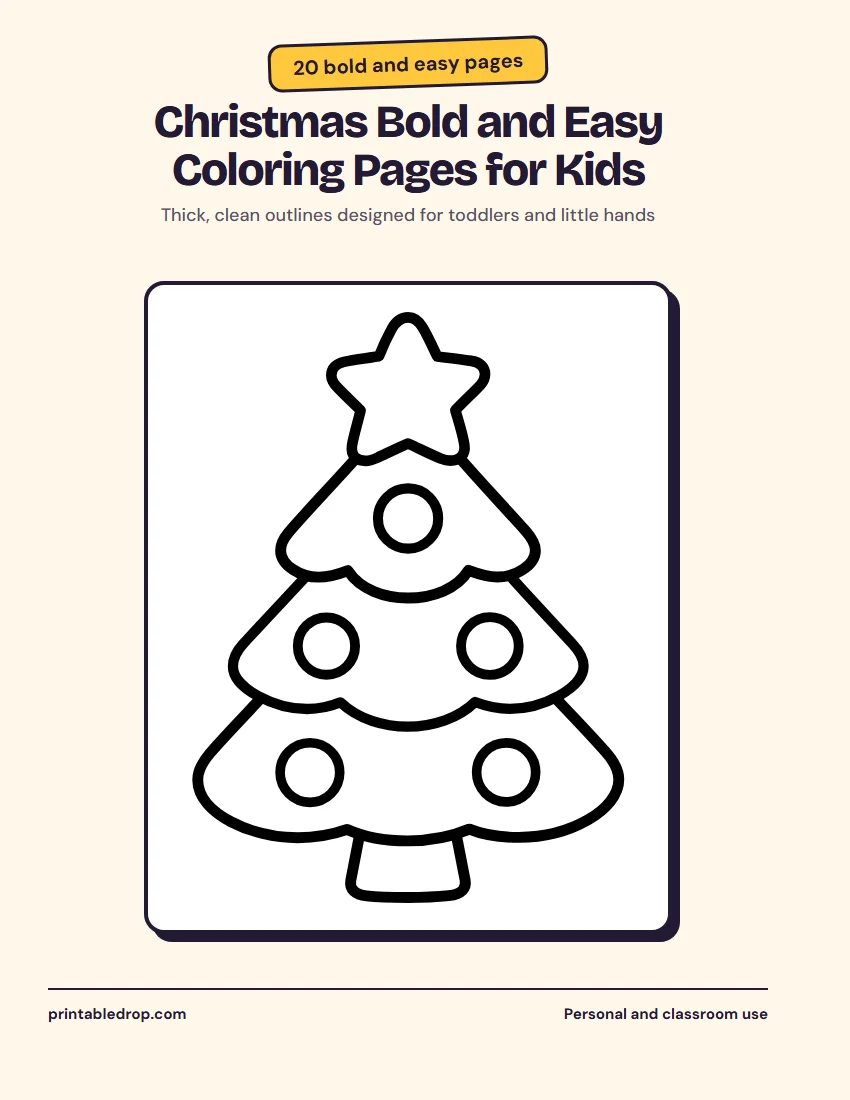 Christmas Bold and Easy Coloring Pages for Kids